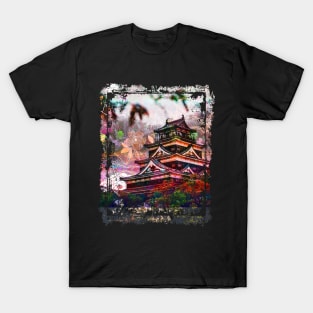 Japan Pagoda Cherry Blossoms Collage Art 68 T-Shirt